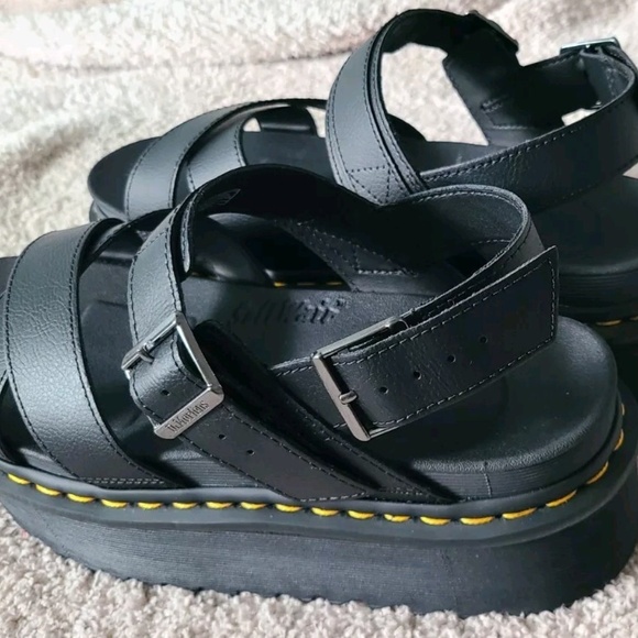 Dr Martens Voss II Quad Athena Leather Strap Platform Sandals Black - Picture 9 of 10